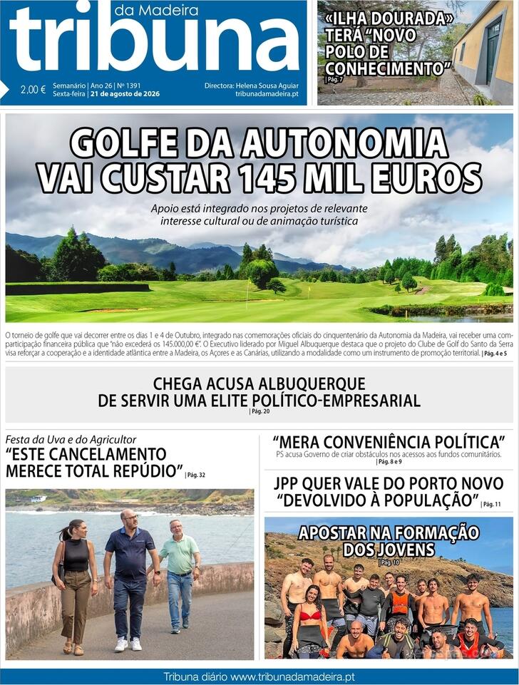 Capa Tribuna da Madeira - 2026-08-21