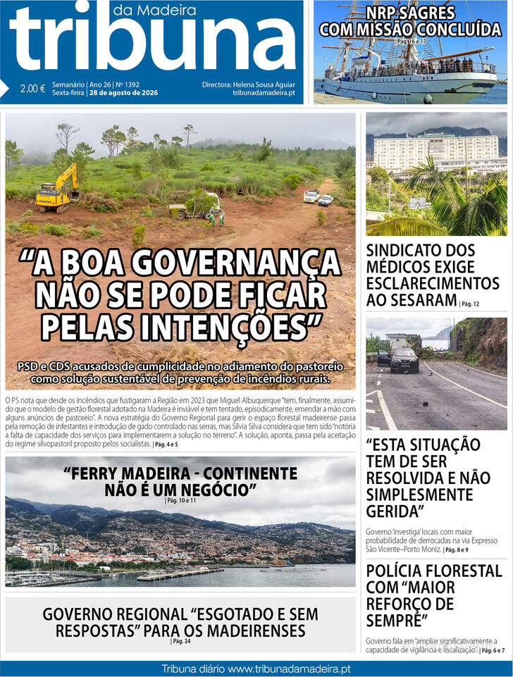 Capa Tribuna da Madeira - 2026-08-29