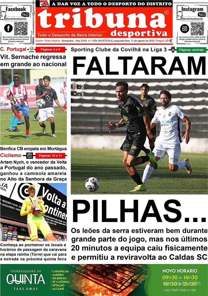 Capa Tribuna Desportiva - 2025-08-11