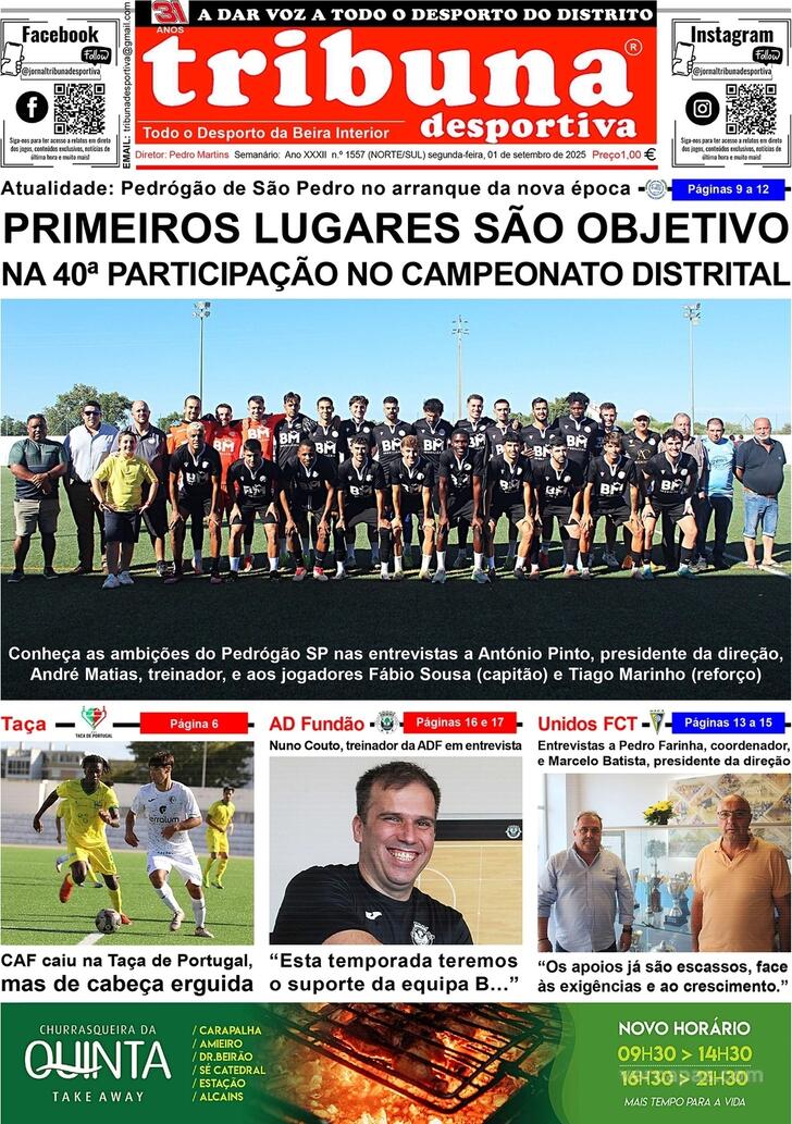 Capa Tribuna Desportiva - 2025-09-01