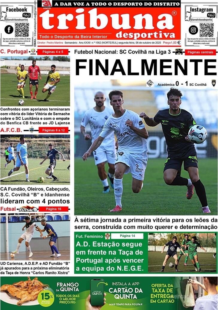 Capa Tribuna Desportiva - 2025-10-06