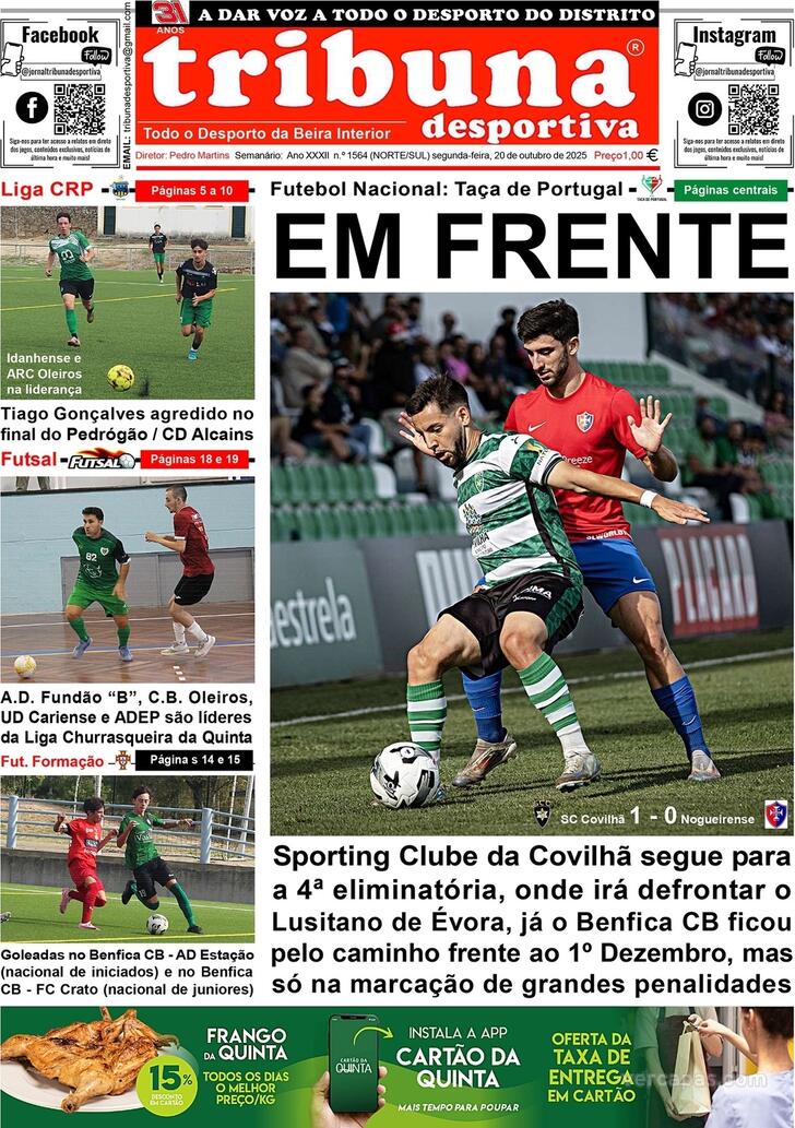 Capa Tribuna Desportiva - 2025-10-20