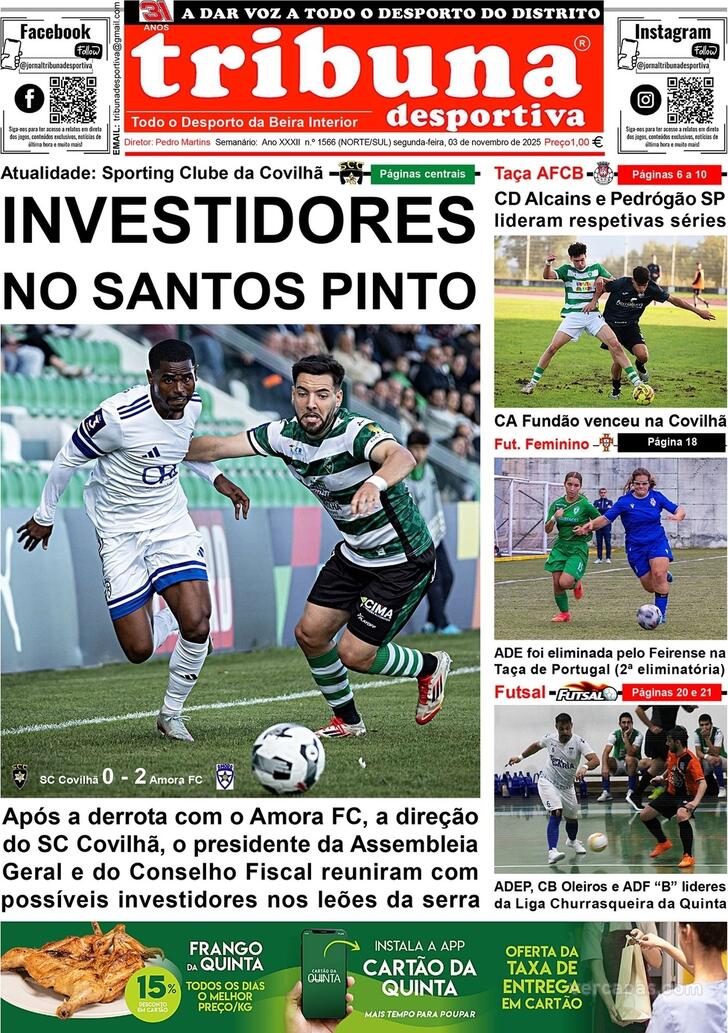 Capa Tribuna Desportiva - 2025-11-03