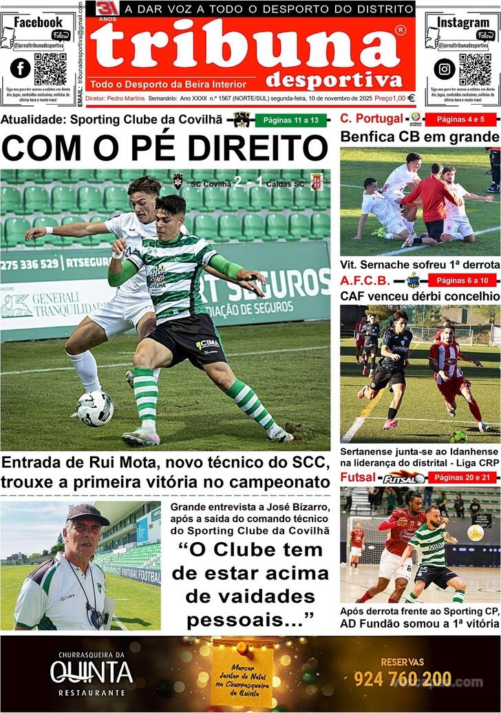Capa Tribuna Desportiva - 2025-11-10