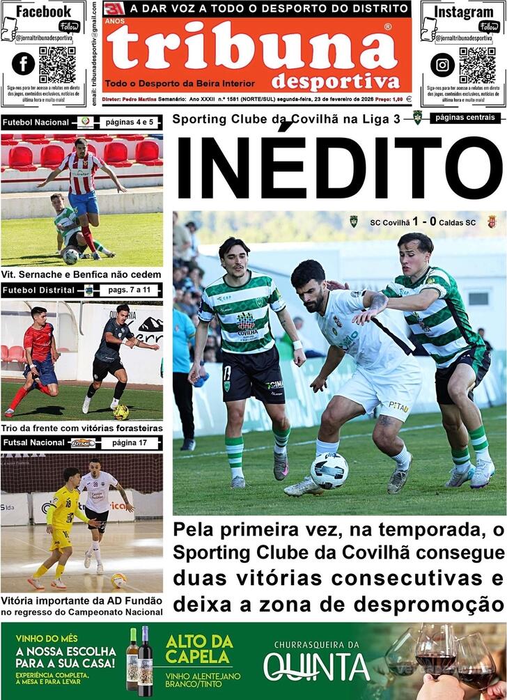 Capa Tribuna Desportiva - 2026-02-23