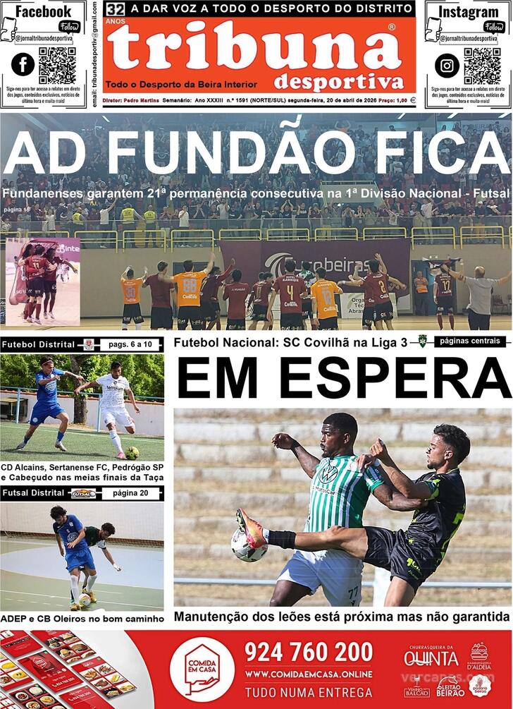 Capa Tribuna Desportiva - 2026-04-20