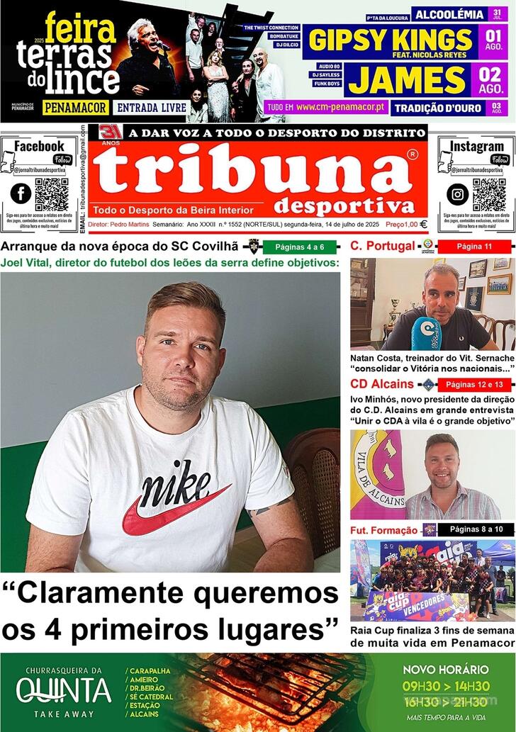 Capa Tribuna Desportiva - 2025-07-14
