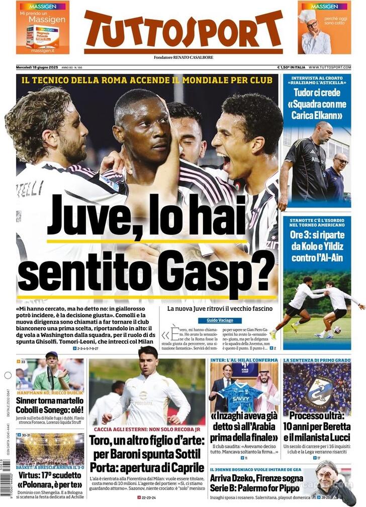 Capa Tuttosport - 2025-06-18