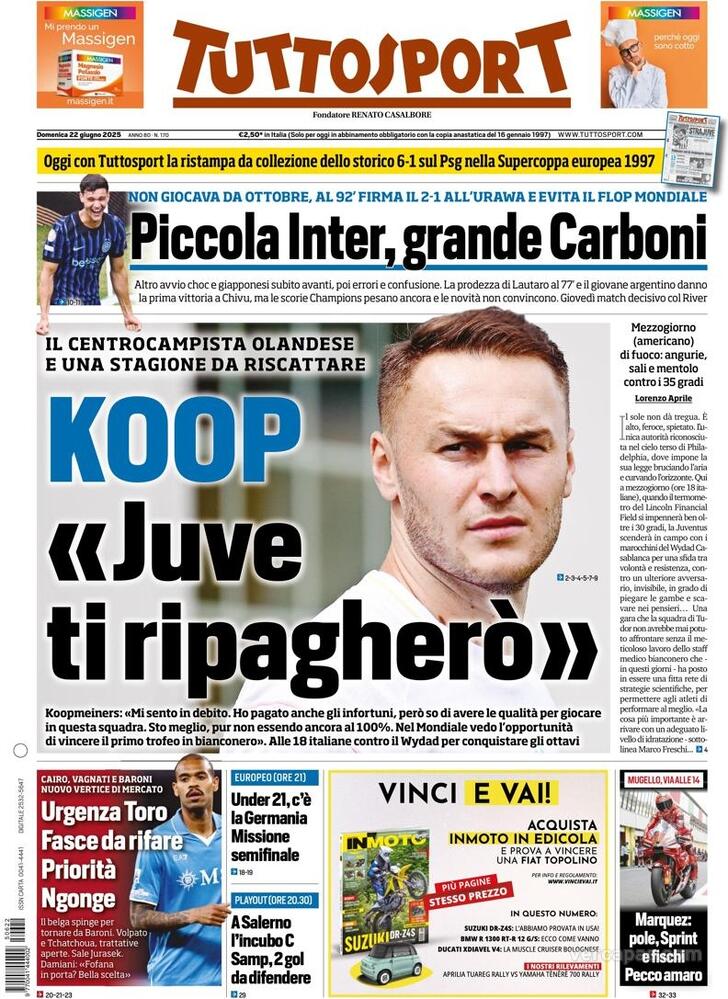 Capa Tuttosport - 2025-06-22