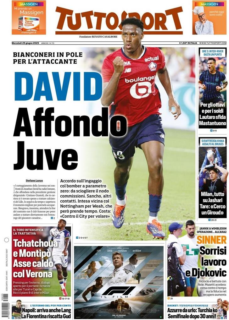 Capa Tuttosport - 2025-06-25