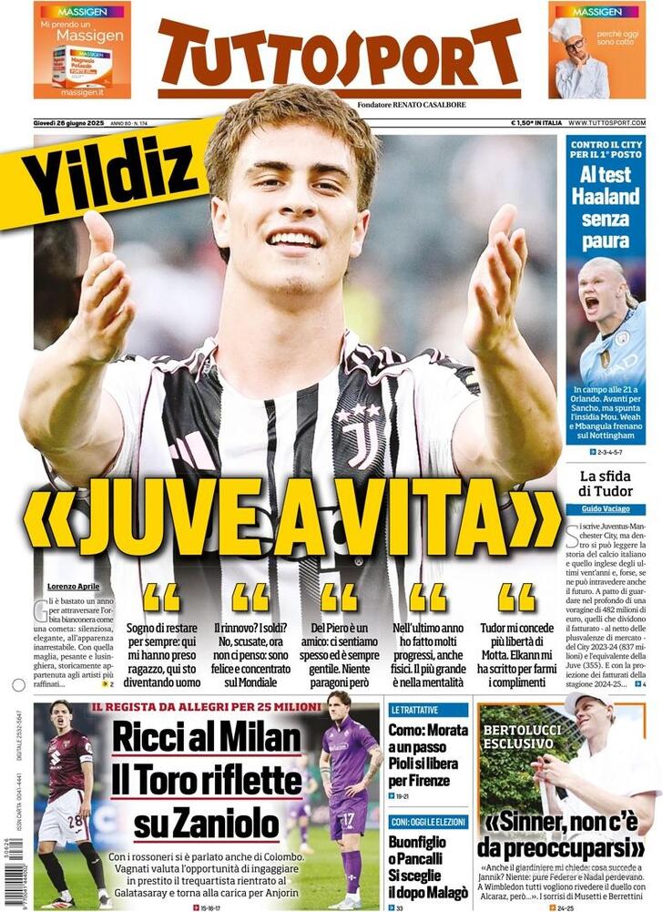 Capa Tuttosport - 2025-06-26