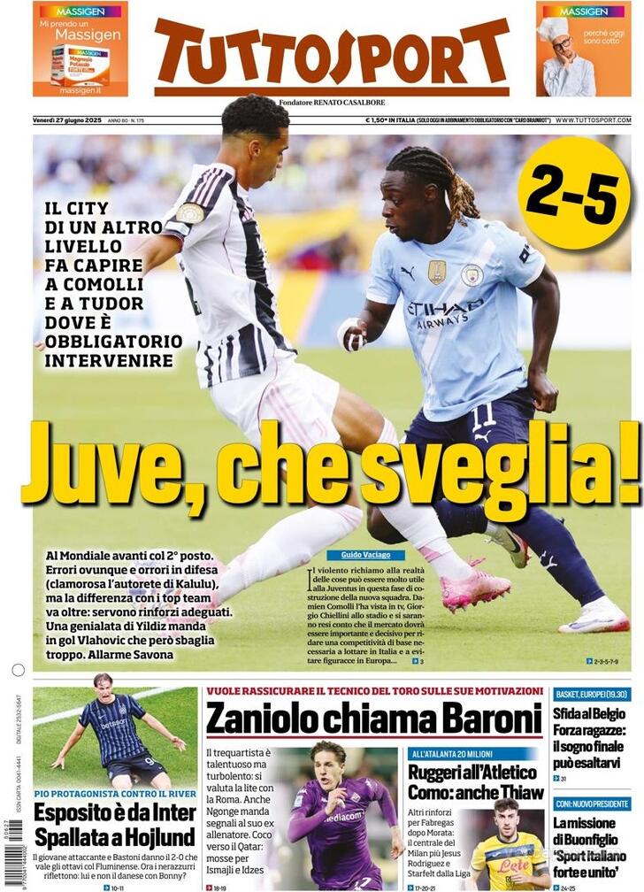 Capa Tuttosport - 2025-06-27