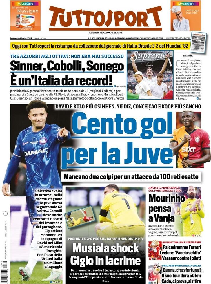 Capa Tuttosport - 2025-07-06