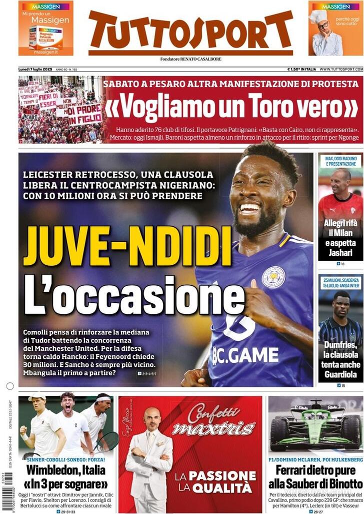 Capa Tuttosport - 2025-07-07