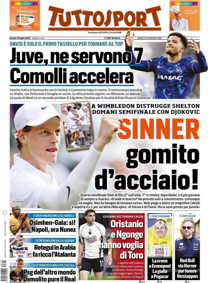 Capa Tuttosport - 2025-07-10