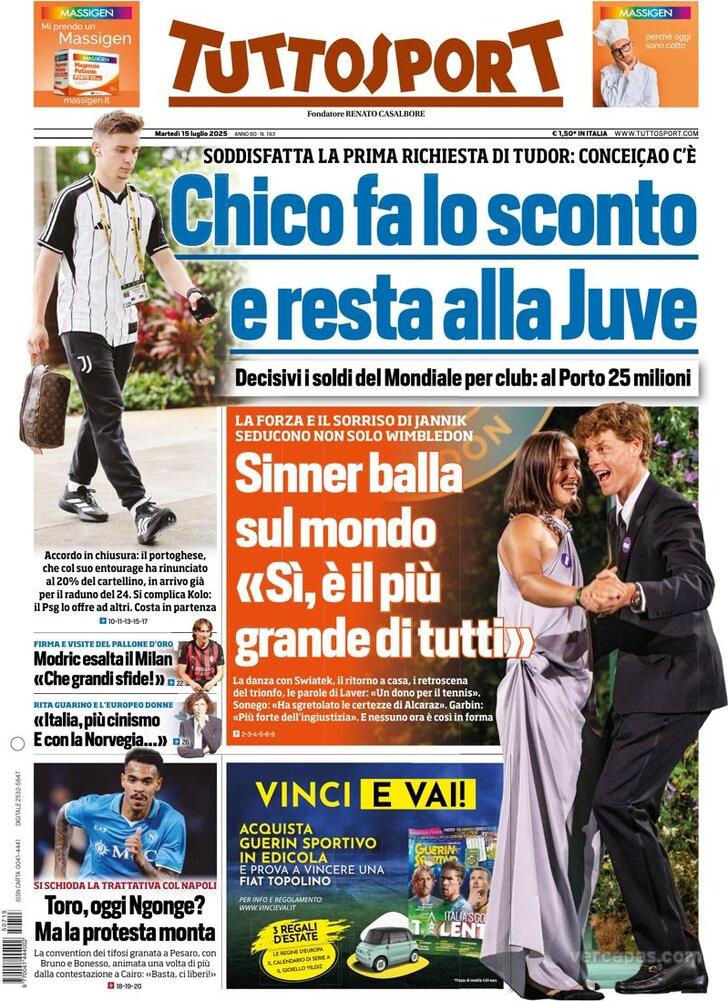 Capa Tuttosport - 2025-07-15