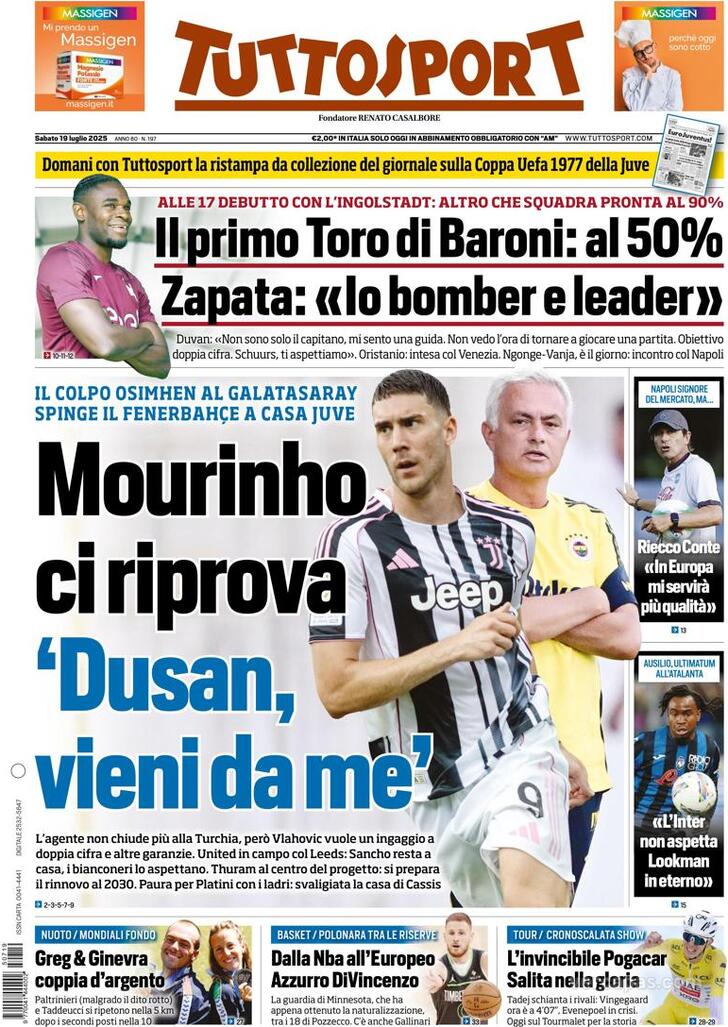 Capa Tuttosport - 2025-07-19