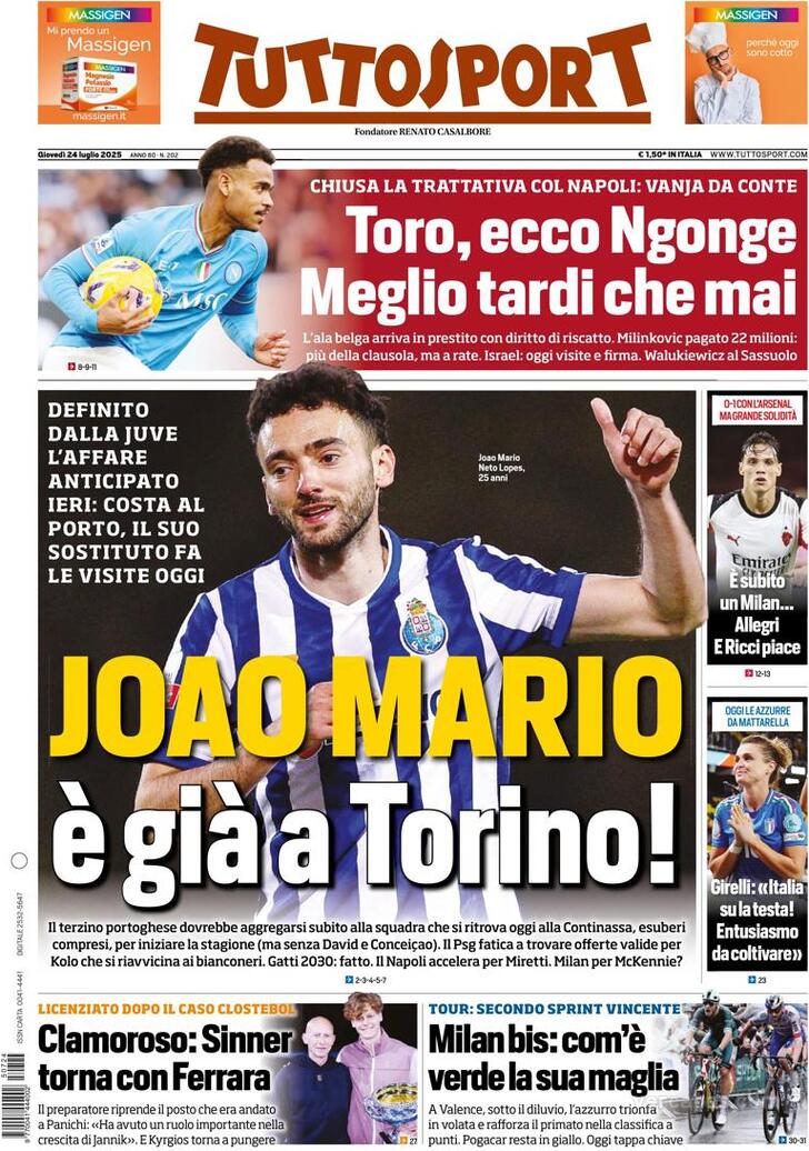 Capa Tuttosport - 2025-07-24