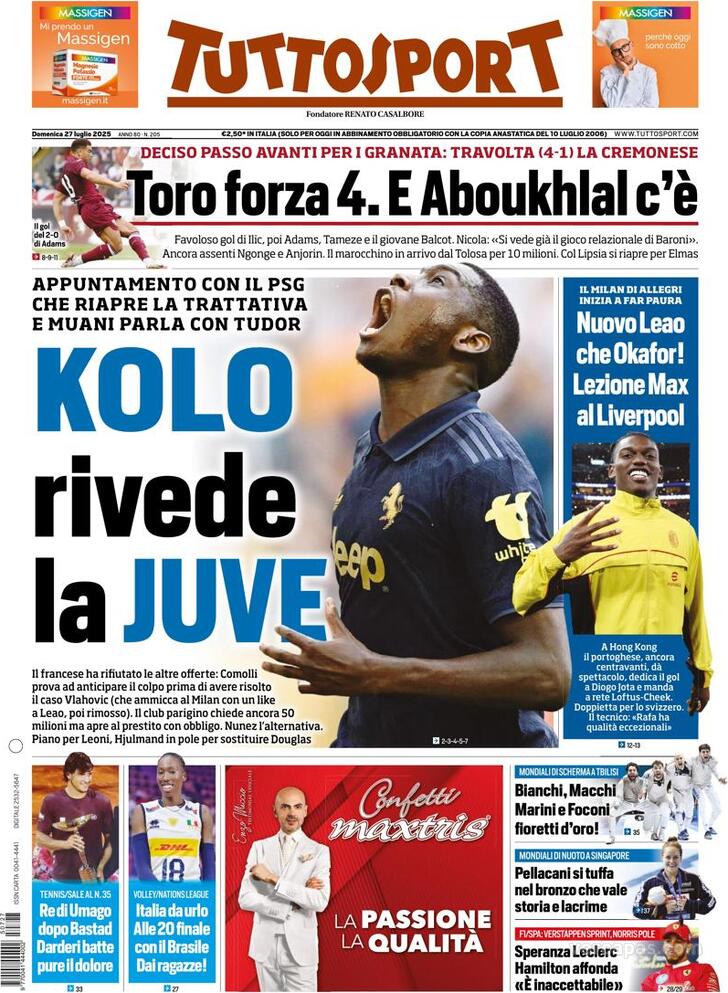 Capa Tuttosport - 2025-07-27