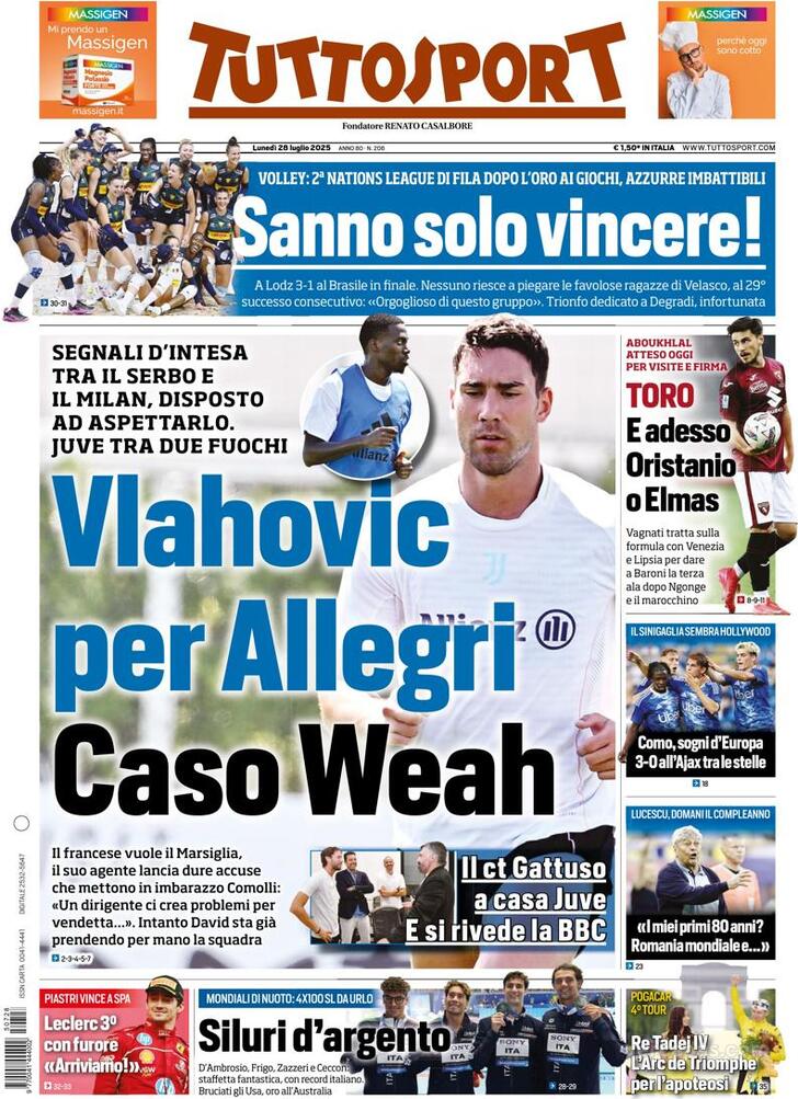 Capa Tuttosport - 2025-07-28