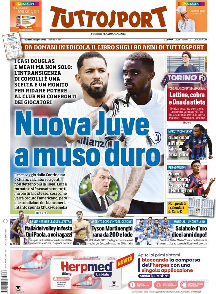 Capa Tuttosport - 2025-07-29