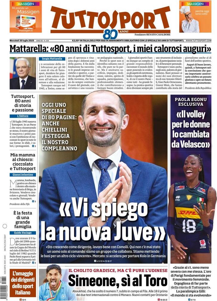 Capa Tuttosport - 2025-07-30