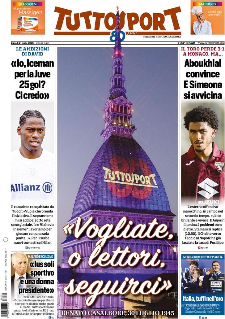 Capa Tuttosport - 2025-07-31