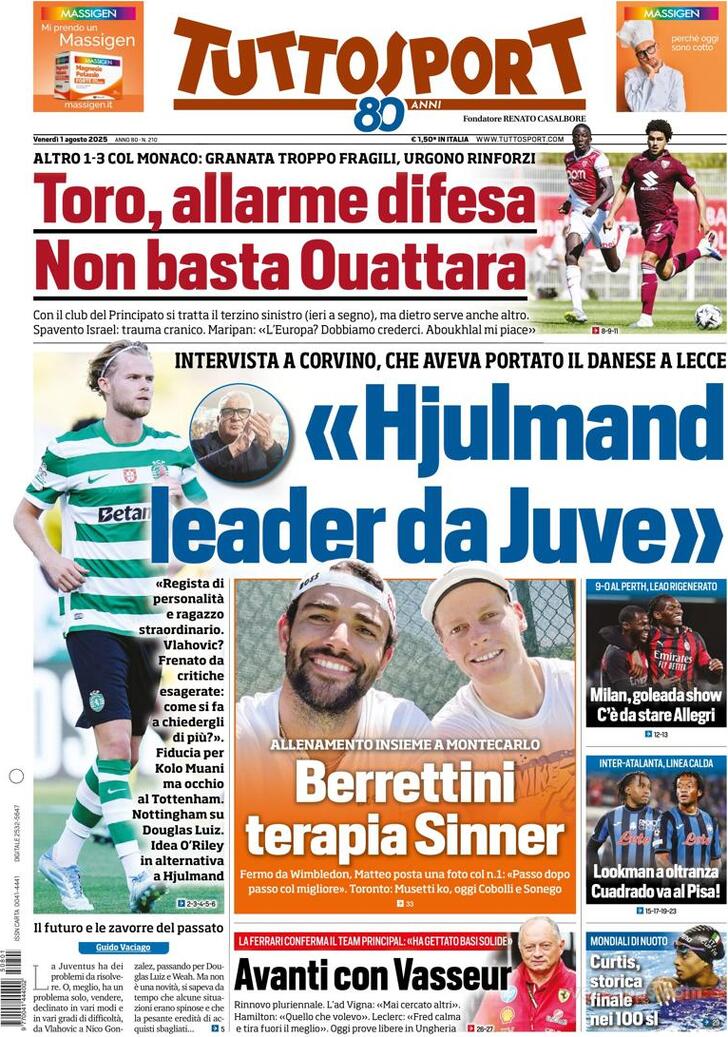 Capa Tuttosport - 2025-08-01