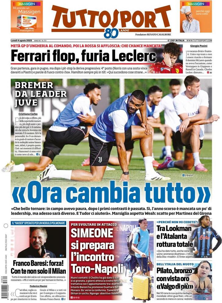 Capa Tuttosport - 2025-08-04