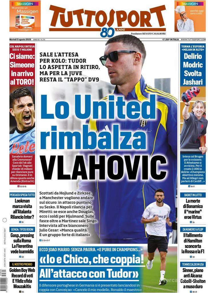 Capa Tuttosport - 2025-08-05
