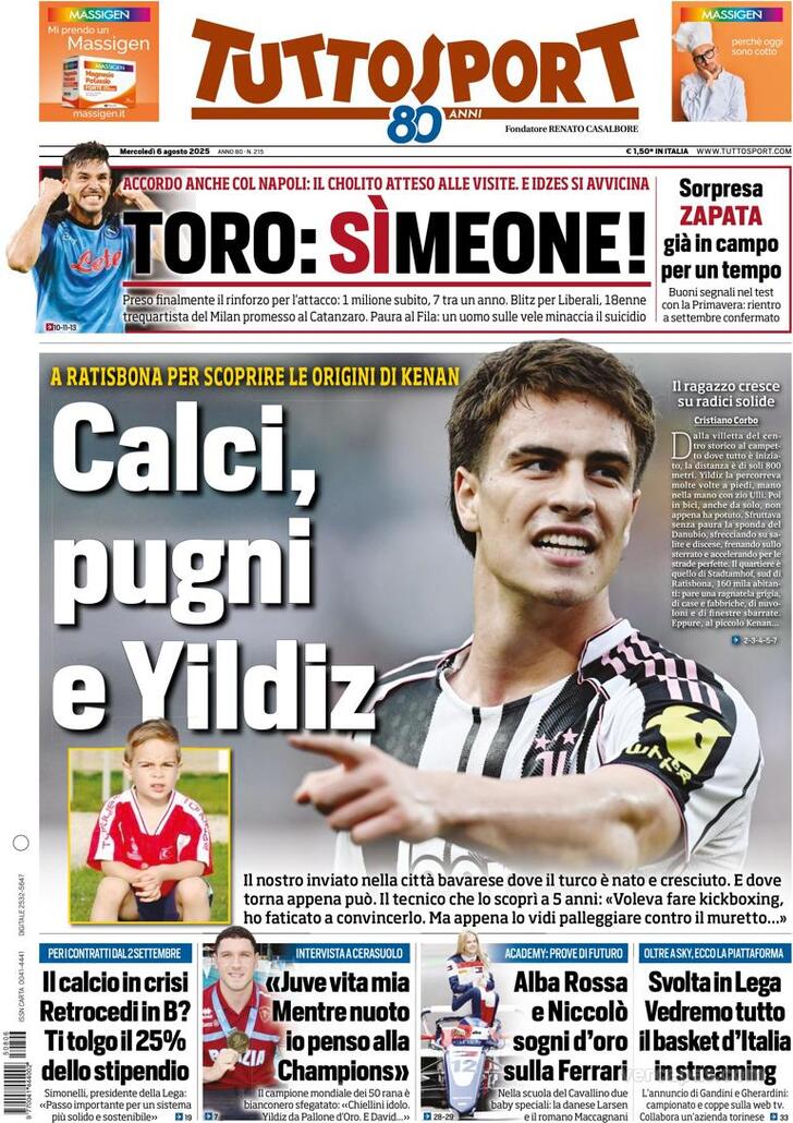 Capa Tuttosport - 2025-08-06
