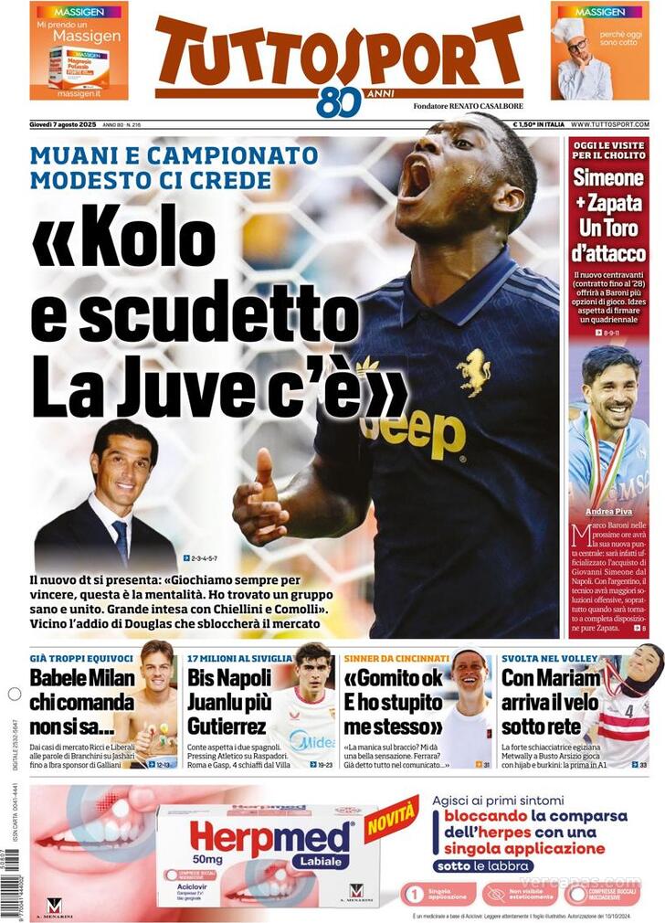 Capa Tuttosport - 2025-08-07