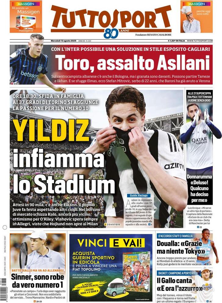 Capa Tuttosport - 2025-08-13