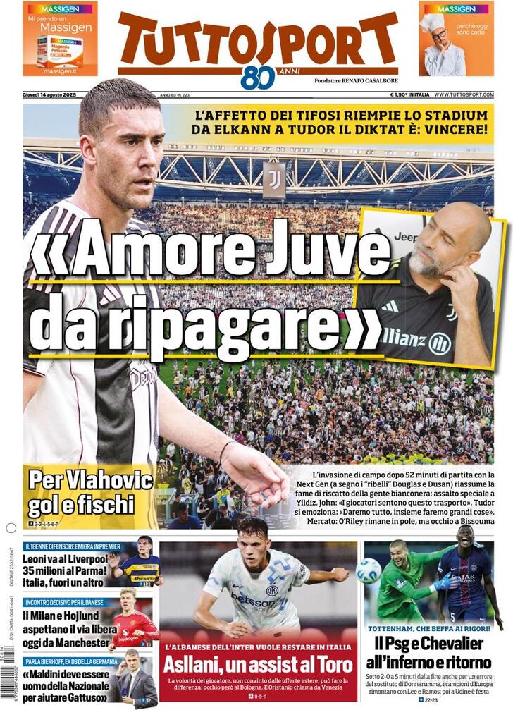 Capa Tuttosport - 2025-08-14