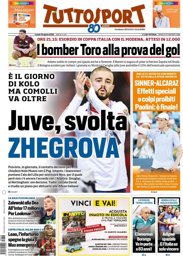 Capa Tuttosport - 2025-08-18