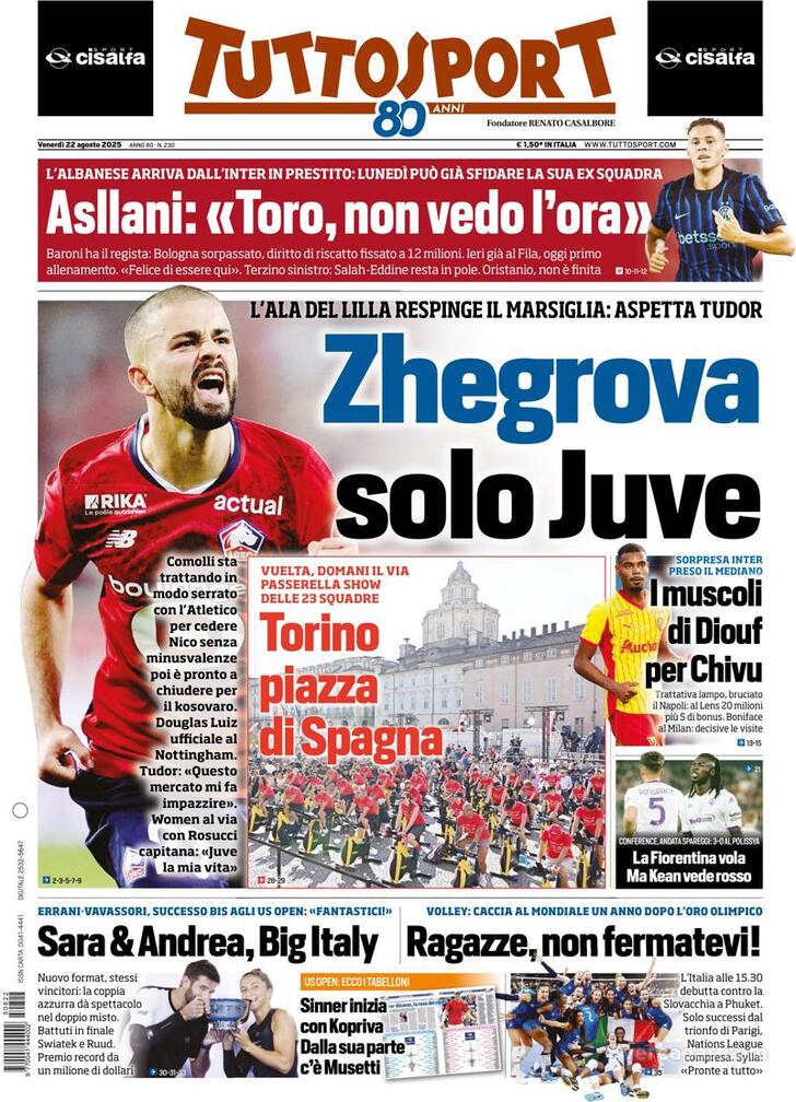 Capa Tuttosport - 2025-08-22