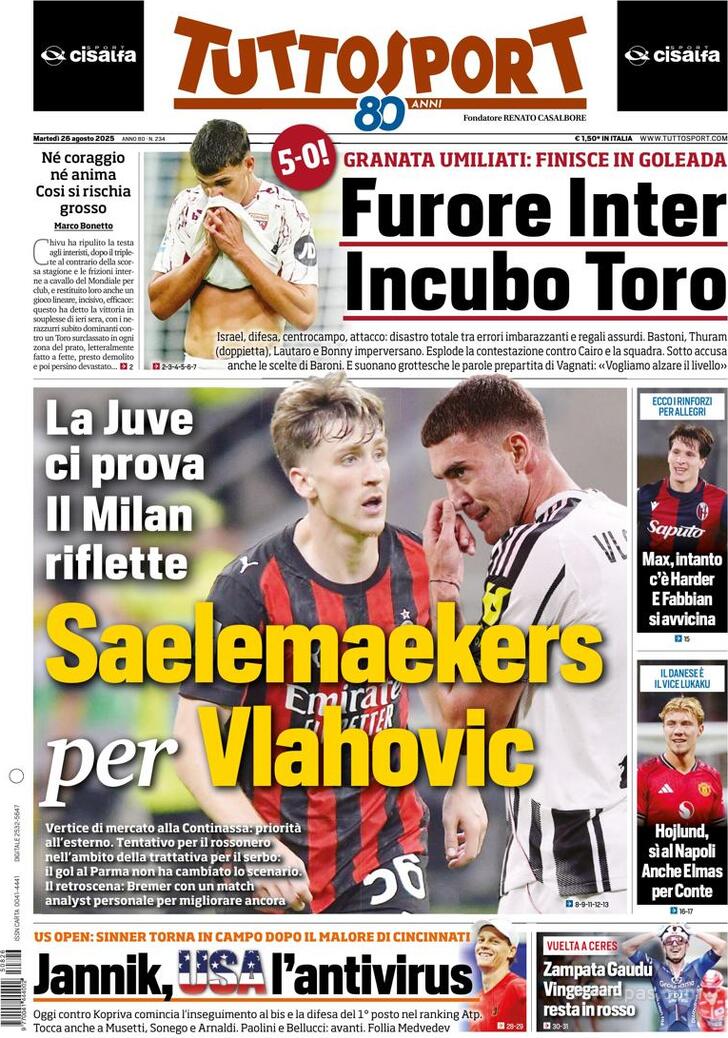 Capa Tuttosport - 2025-08-26