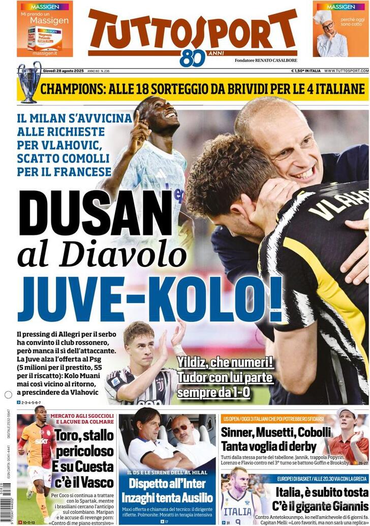 Capa Tuttosport - 2025-08-28