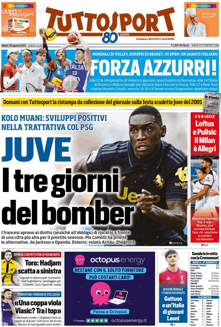 Capa Tuttosport - 2025-08-30
