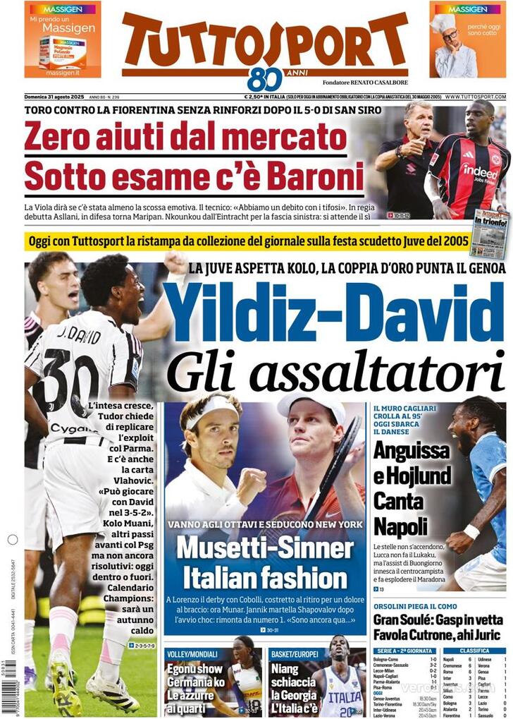 Capa Tuttosport - 2025-08-31
