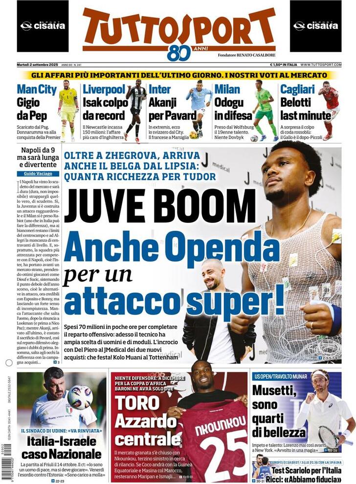 Capa Tuttosport - 2025-09-02