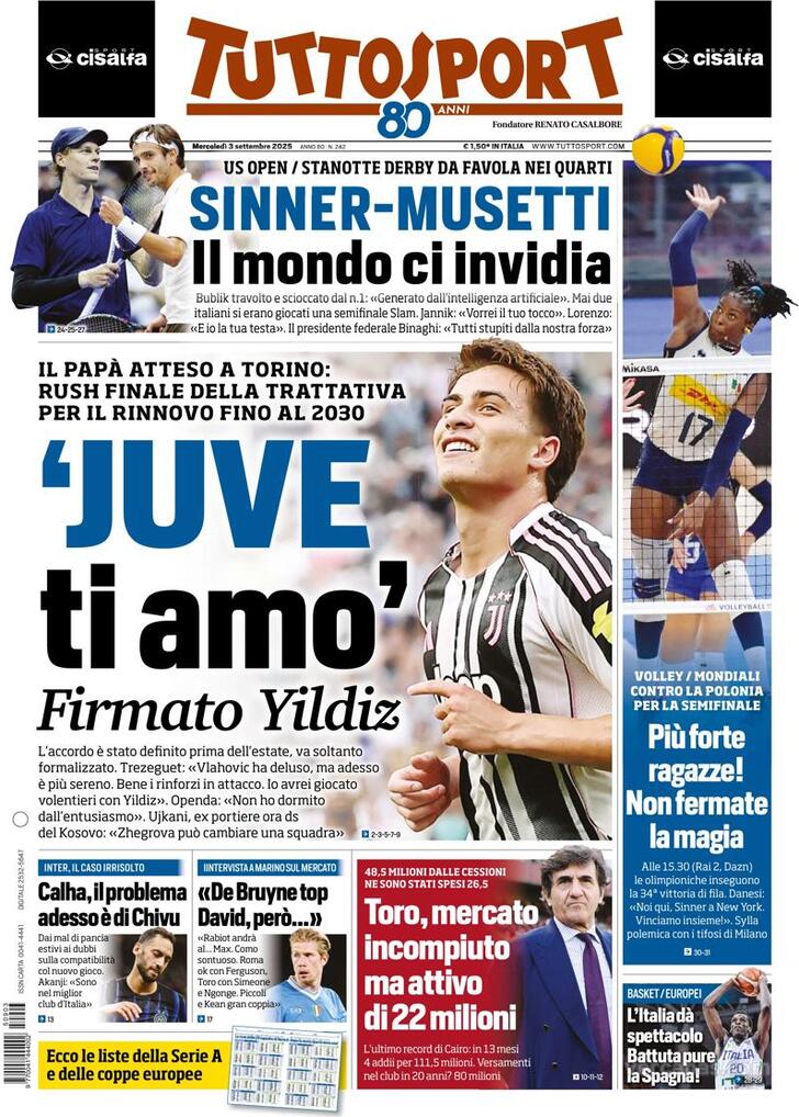 Capa Tuttosport - 2025-09-03