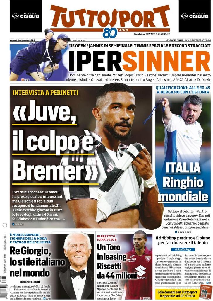 Capa Tuttosport - 2025-09-05