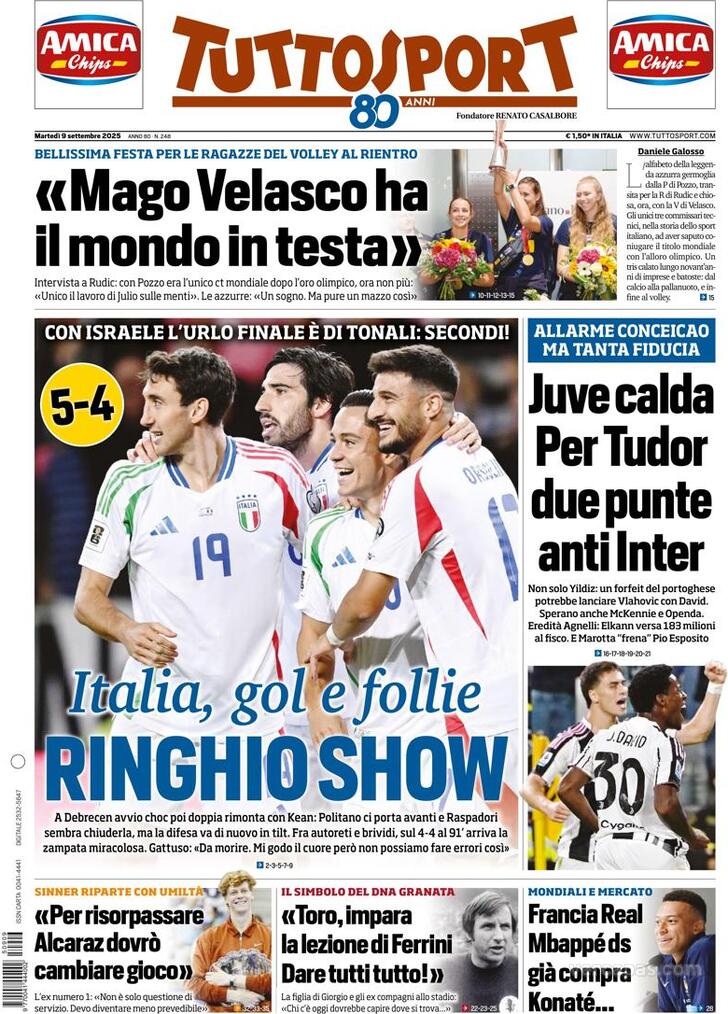 Capa Tuttosport - 2025-09-09