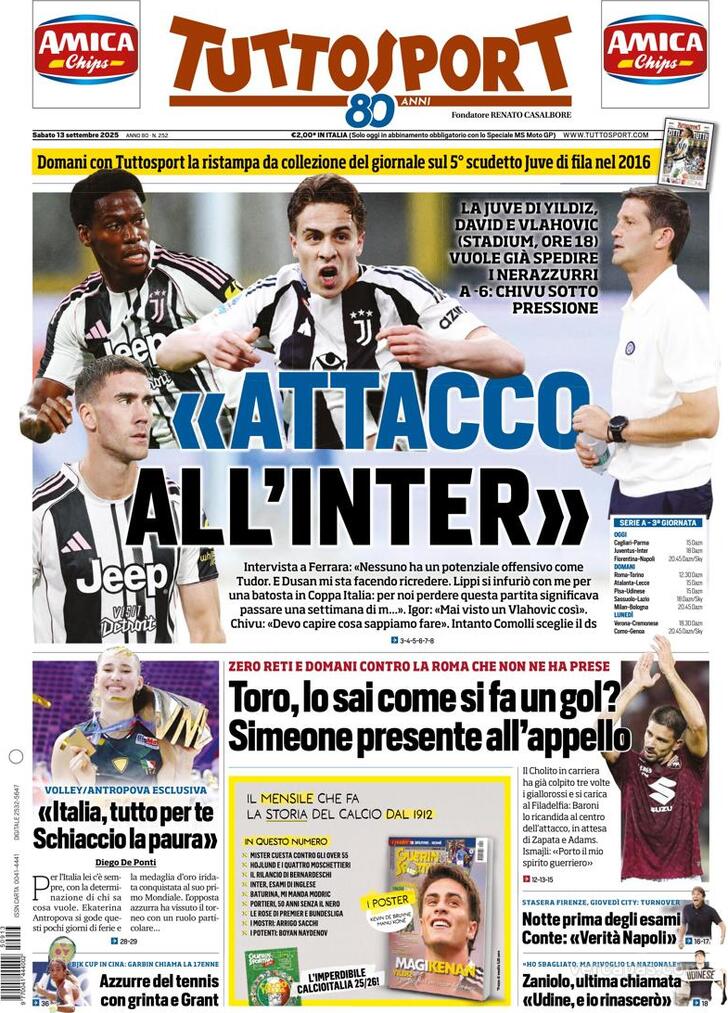 Capa Tuttosport - 2025-09-13
