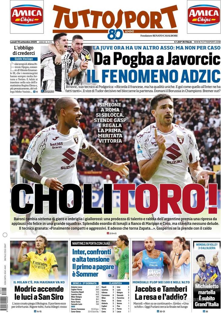 Capa Tuttosport - 2025-09-15