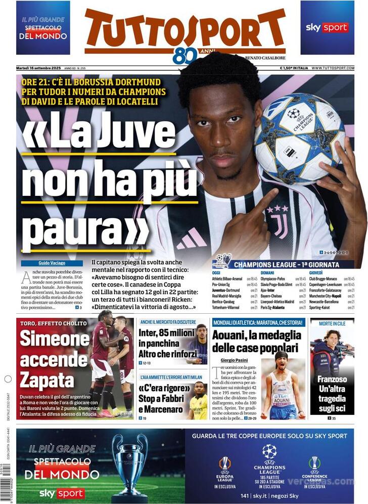 Capa Tuttosport - 2025-09-16