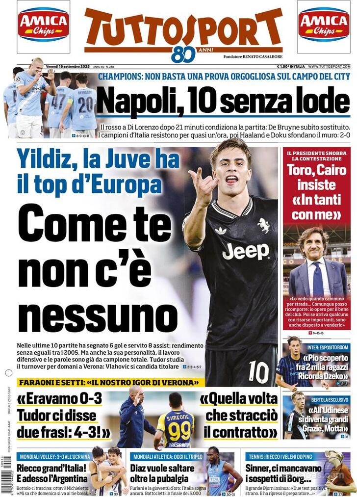 Capa Tuttosport - 2025-09-19