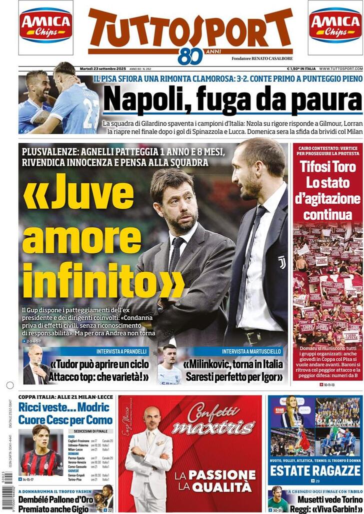 Capa Tuttosport - 2025-09-23