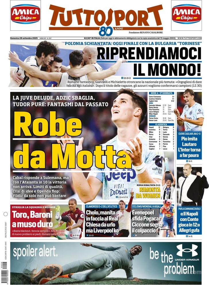 Capa Tuttosport - 2025-09-28